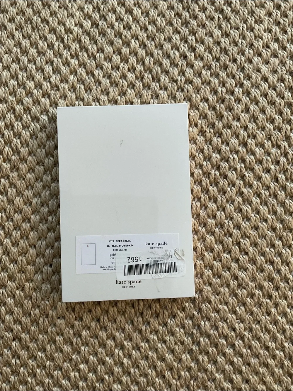 kate spade White Notepad with Red Initial and Pink Label